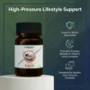 zupimars-relax-tagara-2 Zupimars Relax Tagara capsules for sleep and anxiety, featured prominently on a white circular pedestal against a dark green botanical leaf background. The text "High-Pressure Lifestyle Support" addresses the everyday problem of career burnout and chronic stress. Side icons detail benefits such as stress adaptation, promoting relaxation without heavy sedation or morning grogginess, and specific design for modern, high-intensity lifestyles.