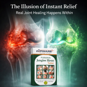 The illusion of instant relief vs real joint healing explained visually.