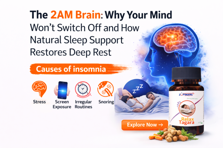 Natural sleep support for insomnia and restless nights with Zupimars Relax Tagara capsules