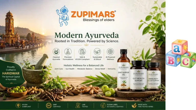 Zupimars International modern Ayurveda products with herbal ingredients showcasing science-based Ayurvedic wellness from Haridwar.